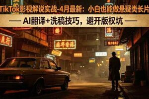 （18277期）TikTok影视解说实战-4月最新：小白也能做悬疑类长片，AI翻译+洗稿技巧，避开版权坑