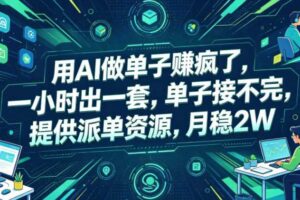 用AI做单子賺疯了，一小时出一套，单子接不完，提供派单资源，月稳2W【揭秘】