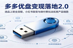 多多优盘变现落地2.0：选品上架全流程，小红书裂变与微付费玩法拓宽产品销路