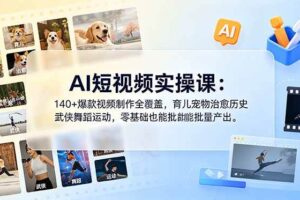 (18781期)AI短视频实操课:140+爆款视频制作全覆盖,育儿宠物治愈历史武侠舞蹈运动,零基础也能批量产出